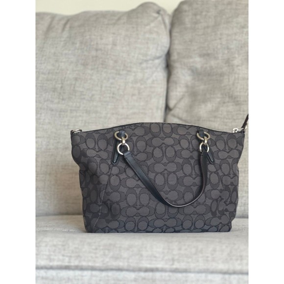 COACH Monogram Canvas Small Bag #F36625 Kelsey Grey/Black - Picture 1 of 7